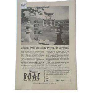 Vintage 1960 BOAC Airways World Leader in Jet Travel Ad Advertisement